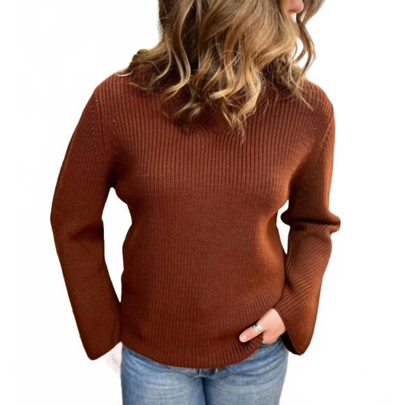 NEW FORTE FORTE knit stretch merino top in cacao